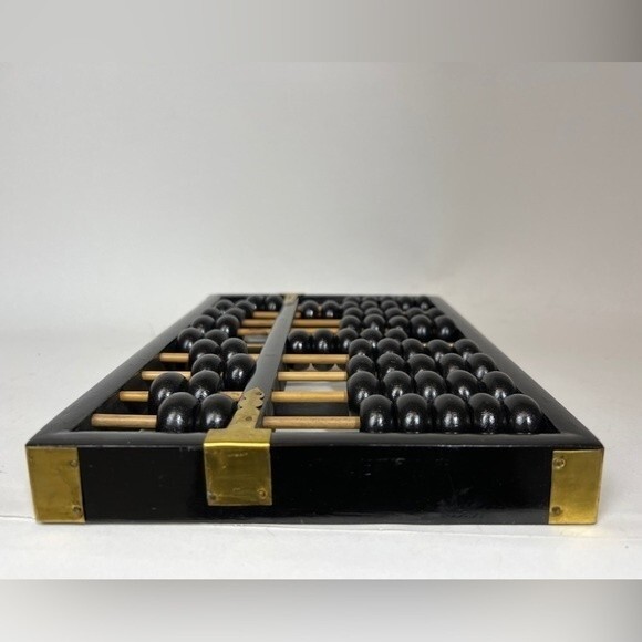 Vintage Wood and Brass Abacus Lotus Flower Brand People’s Republic of China - Picture 6 of 9